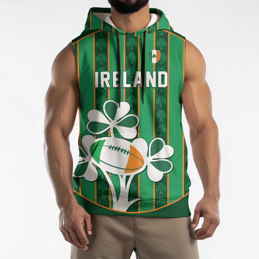 Custom Rugby Ireland Sleeveless Hoodie Irish Lucky Shamrock