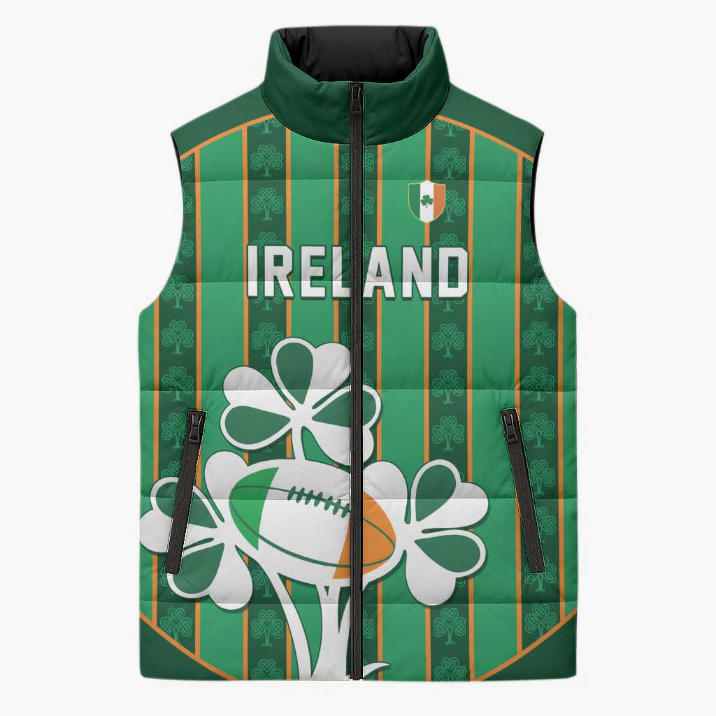 Custom Rugby Ireland Sleeveless Puffer Jacket Irish Lucky Shamrock