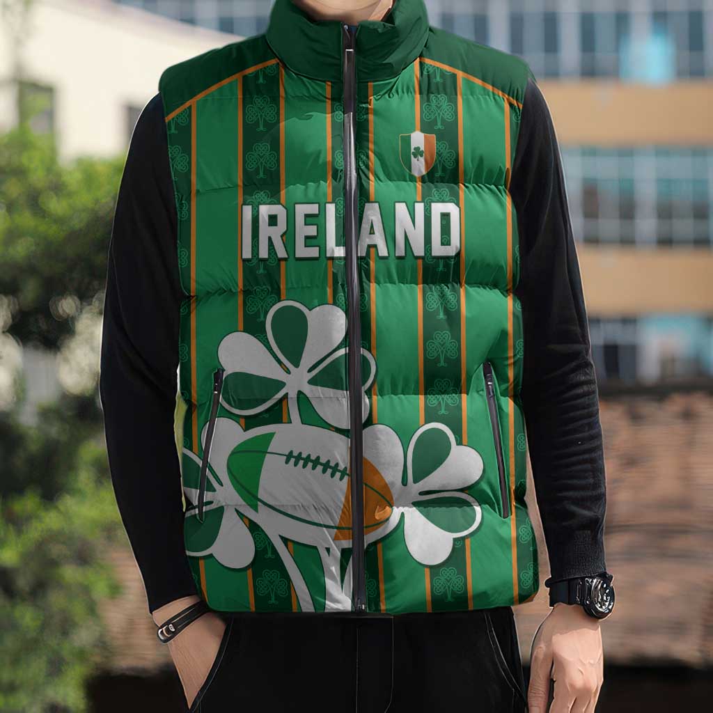 Custom Rugby Ireland Sleeveless Puffer Jacket Irish Lucky Shamrock