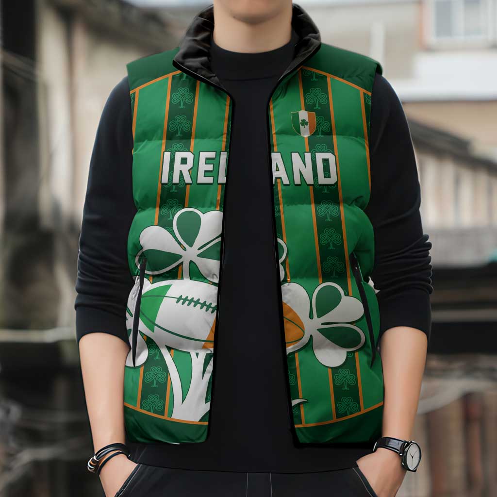 Custom Rugby Ireland Sleeveless Puffer Jacket Irish Lucky Shamrock