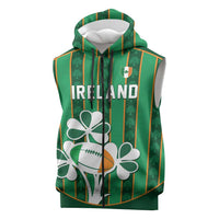 Custom Rugby Ireland Sleeveless Zip Hoodie Irish Lucky Shamrock