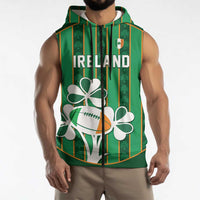 Custom Rugby Ireland Sleeveless Zip Hoodie Irish Lucky Shamrock