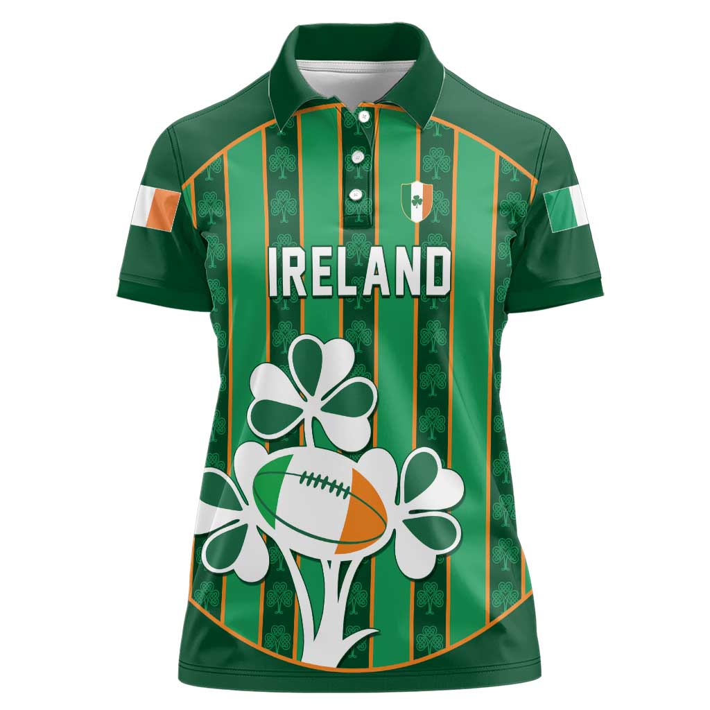 Custom Rugby Ireland Women Polo Shirt Irish Lucky Shamrock