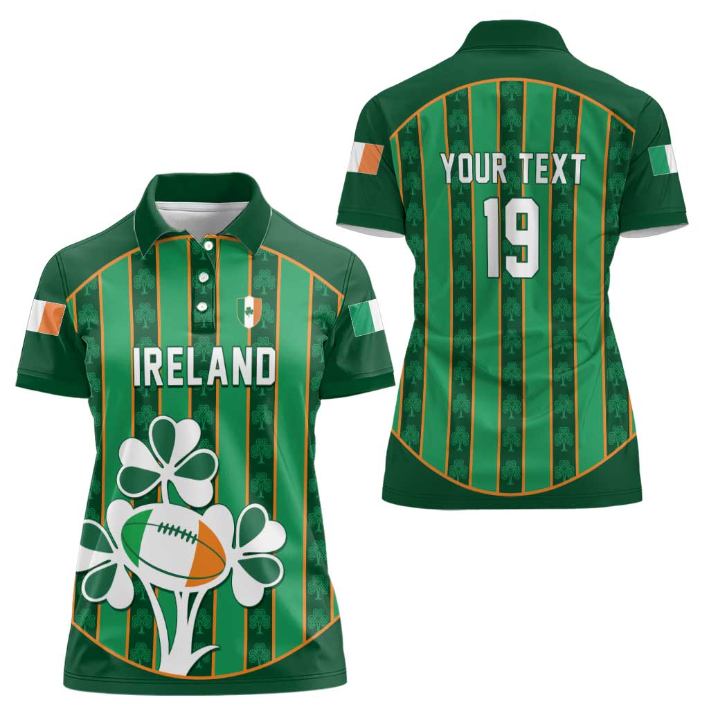 Custom Rugby Ireland Women Polo Shirt Irish Lucky Shamrock