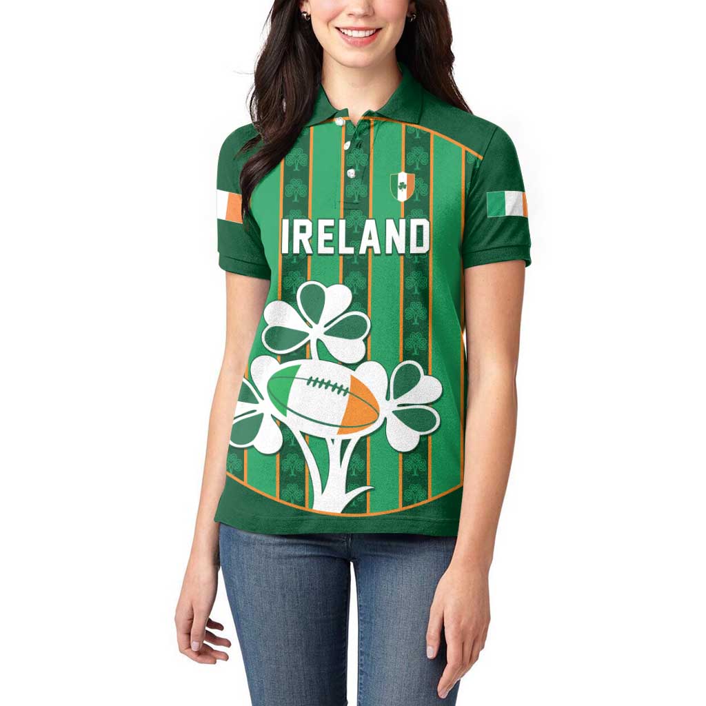Custom Rugby Ireland Women Polo Shirt Irish Lucky Shamrock