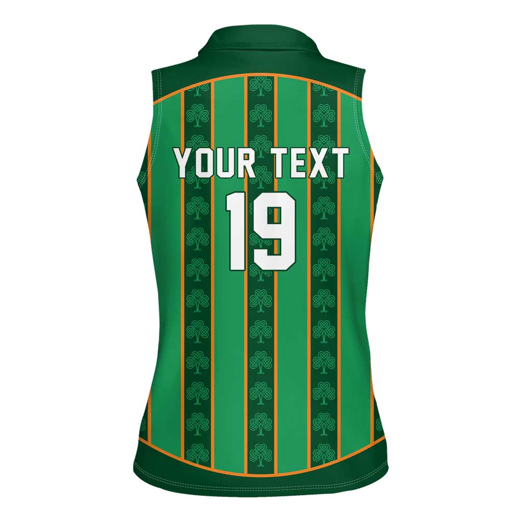 Custom Rugby Ireland Women Sleeveless Polo Shirt Irish Lucky Shamrock