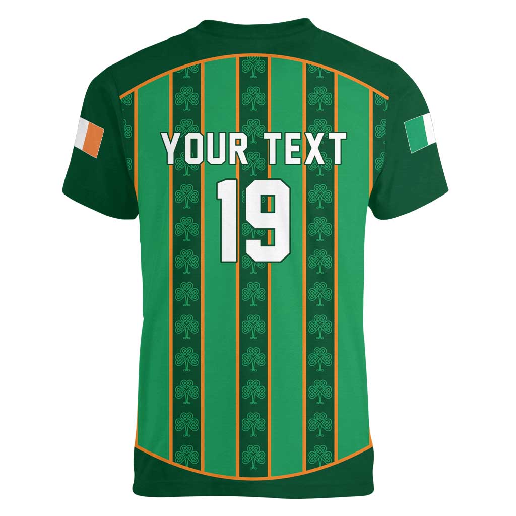 Custom Rugby Ireland Women V-Neck T-Shirt Irish Lucky Shamrock