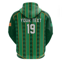 Custom Rugby Ireland Zip Hoodie Irish Lucky Shamrock