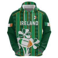 Custom Rugby Ireland Zip Hoodie Irish Lucky Shamrock