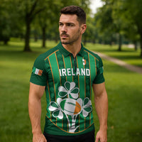 Custom Rugby Ireland Zipper Polo Shirt Irish Lucky Shamrock