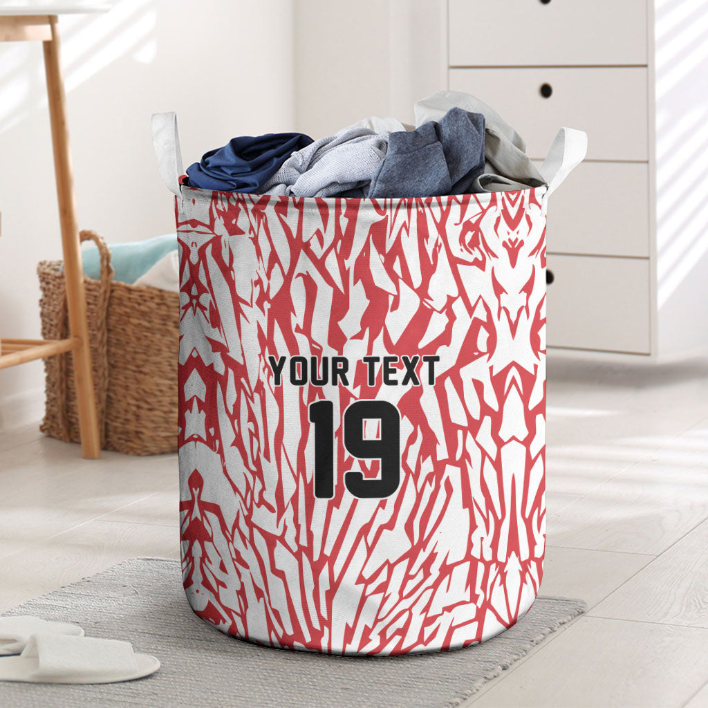 Custom German European Football Champions Laundry Basket Abstract Lightning Rot Weiss