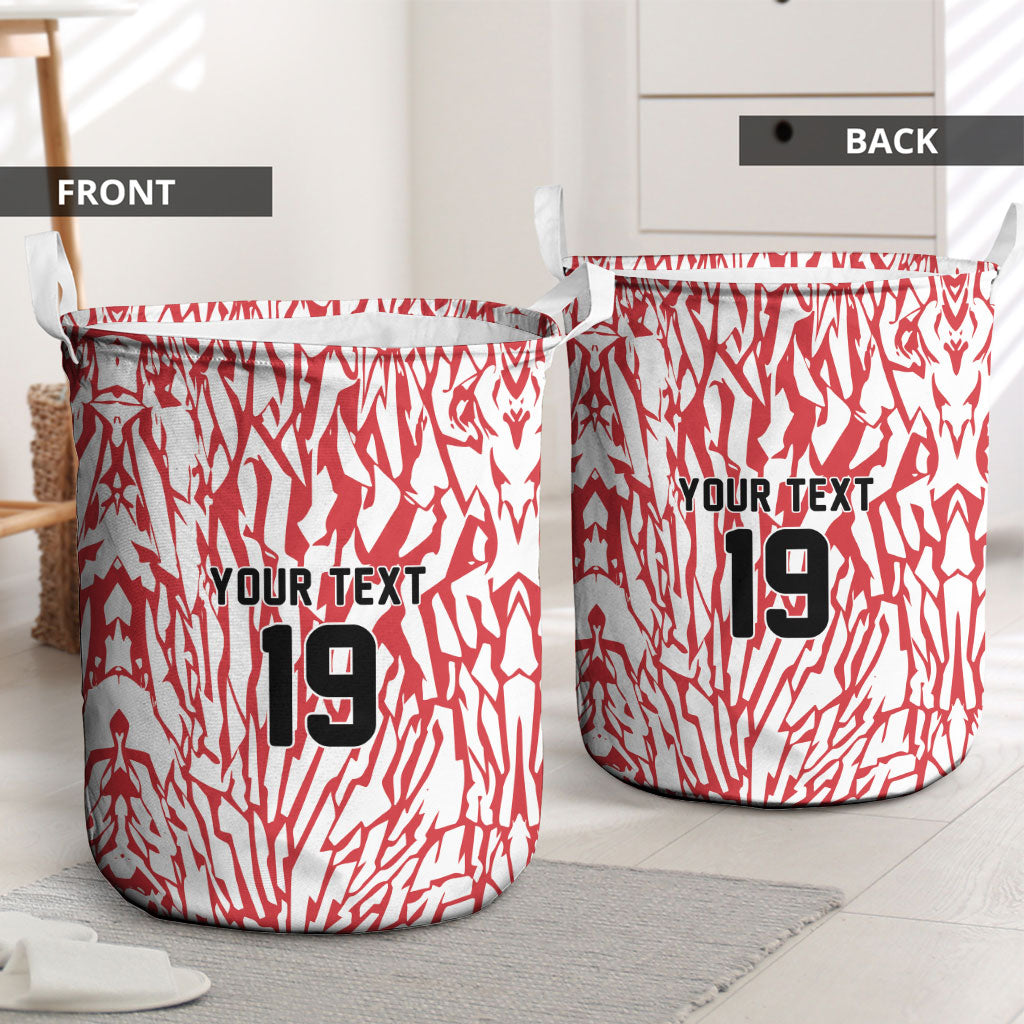 Custom German European Football Champions Laundry Basket Abstract Lightning Rot Weiss