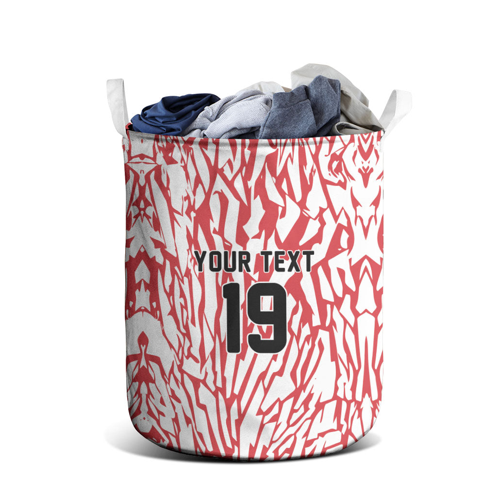 Custom German European Football Champions Laundry Basket Abstract Lightning Rot Weiss