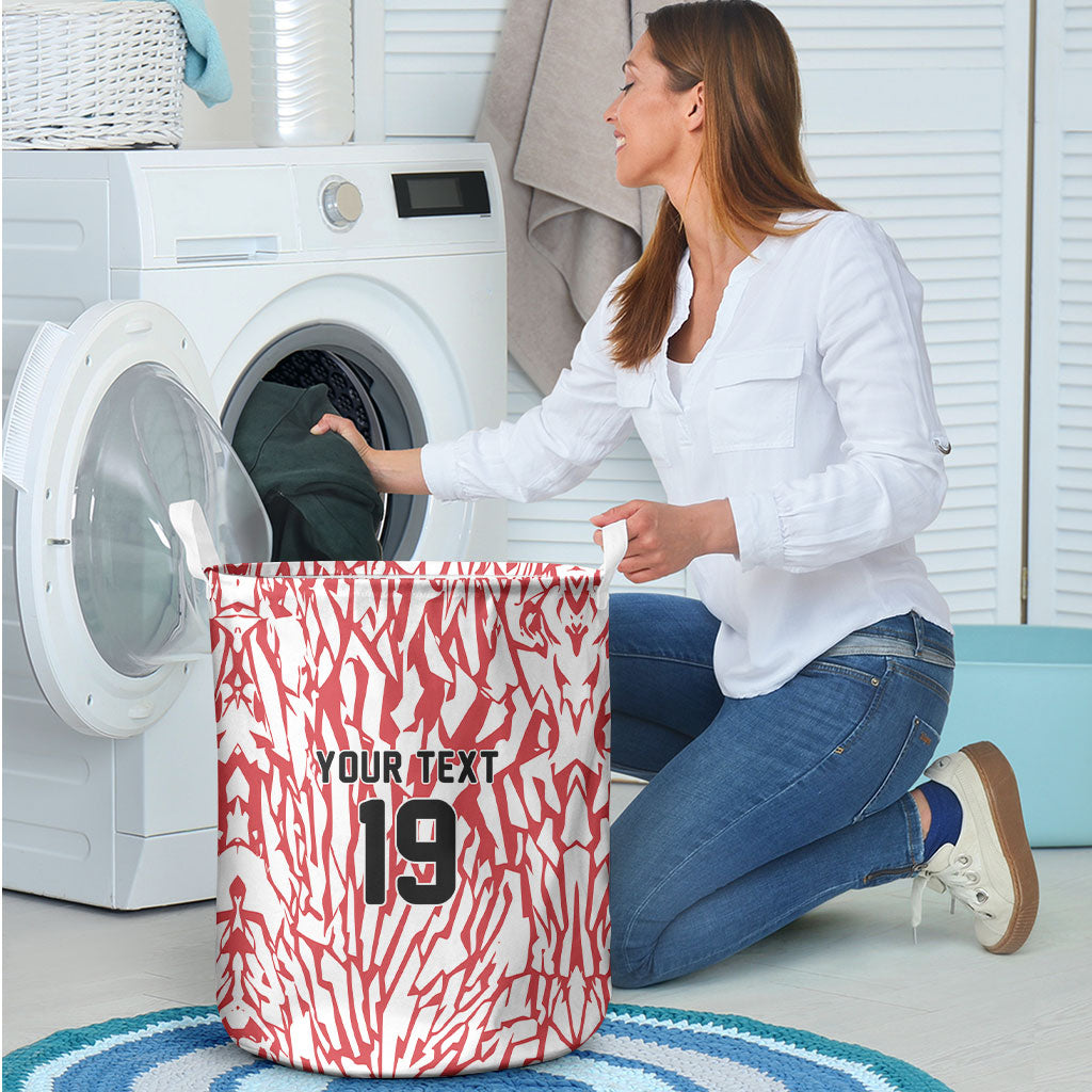Custom German European Football Champions Laundry Basket Abstract Lightning Rot Weiss