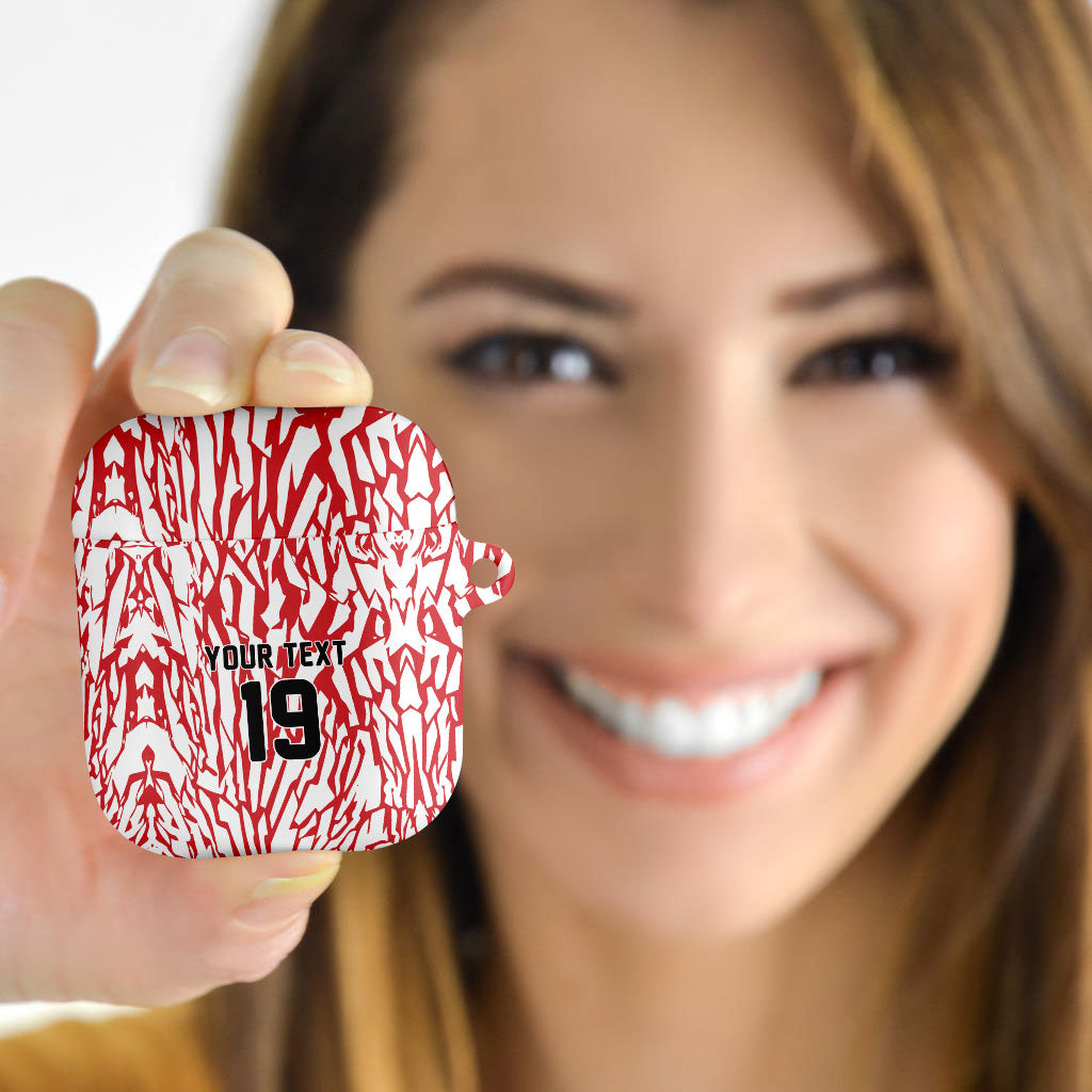 Custom German European Football Champions AirPods Case Abstract Lightning Rot Weiss