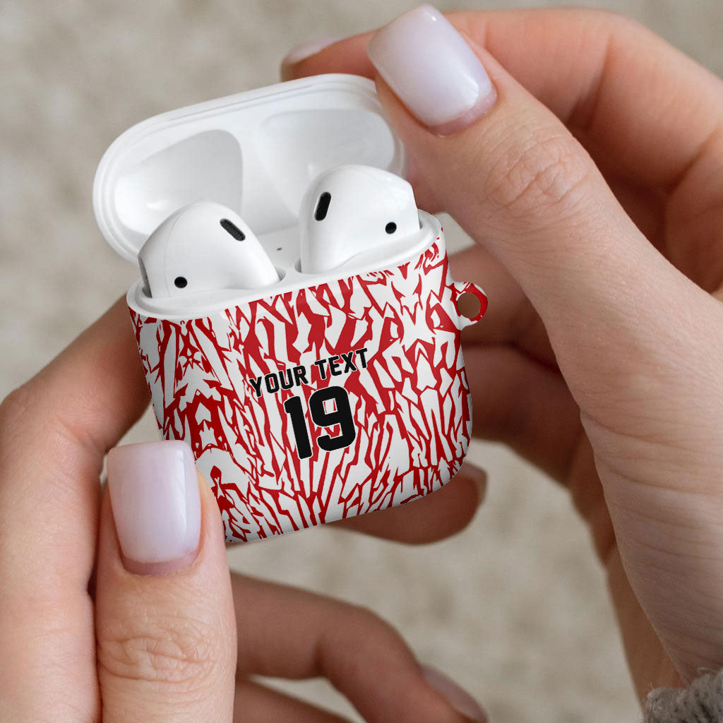 Custom German European Football Champions AirPods Case Abstract Lightning Rot Weiss