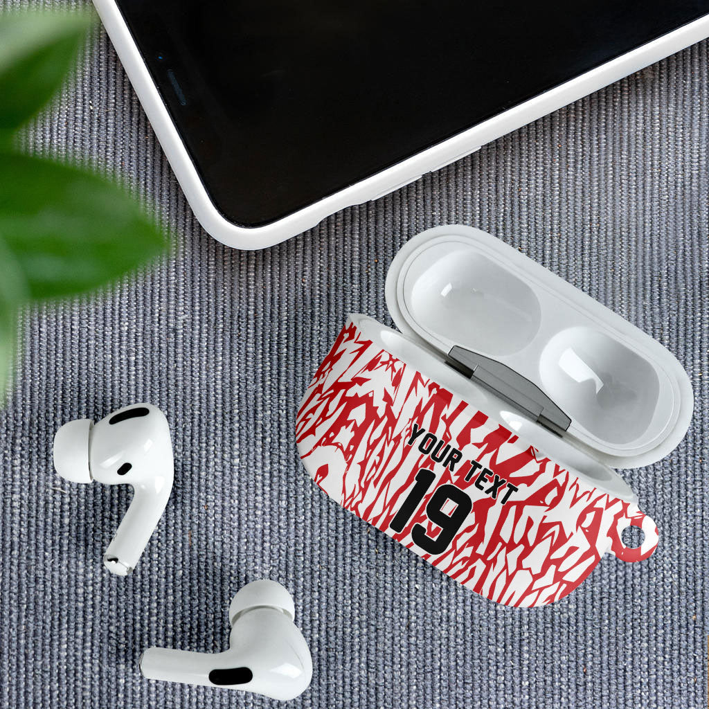 Custom German European Football Champions AirPods Case Abstract Lightning Rot Weiss