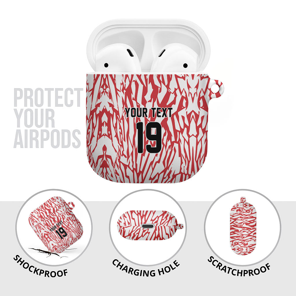Custom German European Football Champions AirPods Case Abstract Lightning Rot Weiss