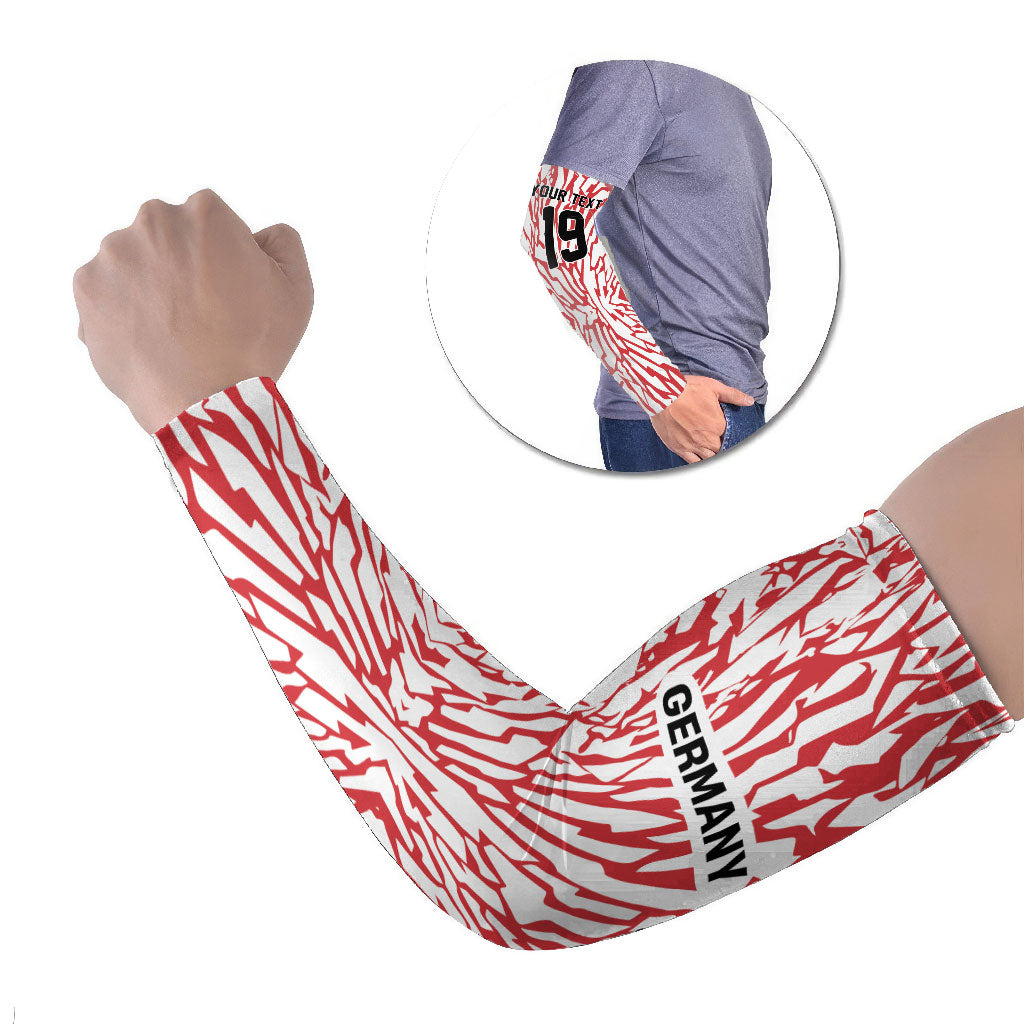 Custom German European Football Champions Arm Sleeves Abstract Lightning Rot Weiss