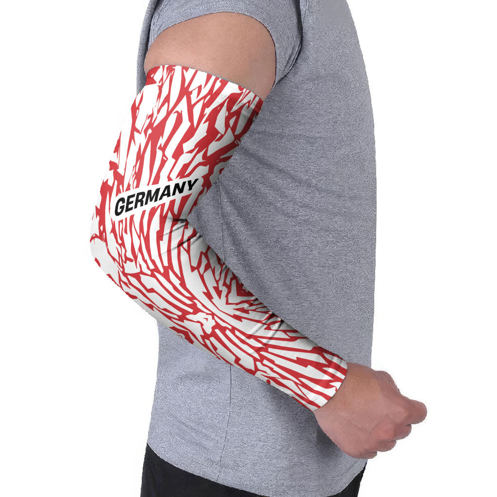 Custom German European Football Champions Arm Sleeves Abstract Lightning Rot Weiss