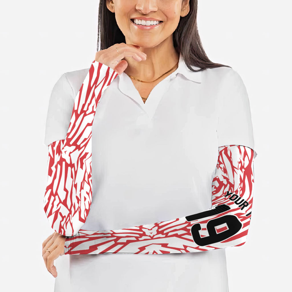 Custom German European Football Champions Arm Sleeves Abstract Lightning Rot Weiss
