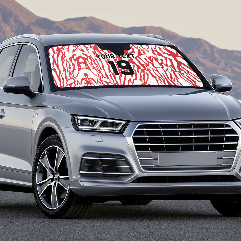 Custom German European Football Champions Auto Sun Shade Abstract Lightning Rot Weiss