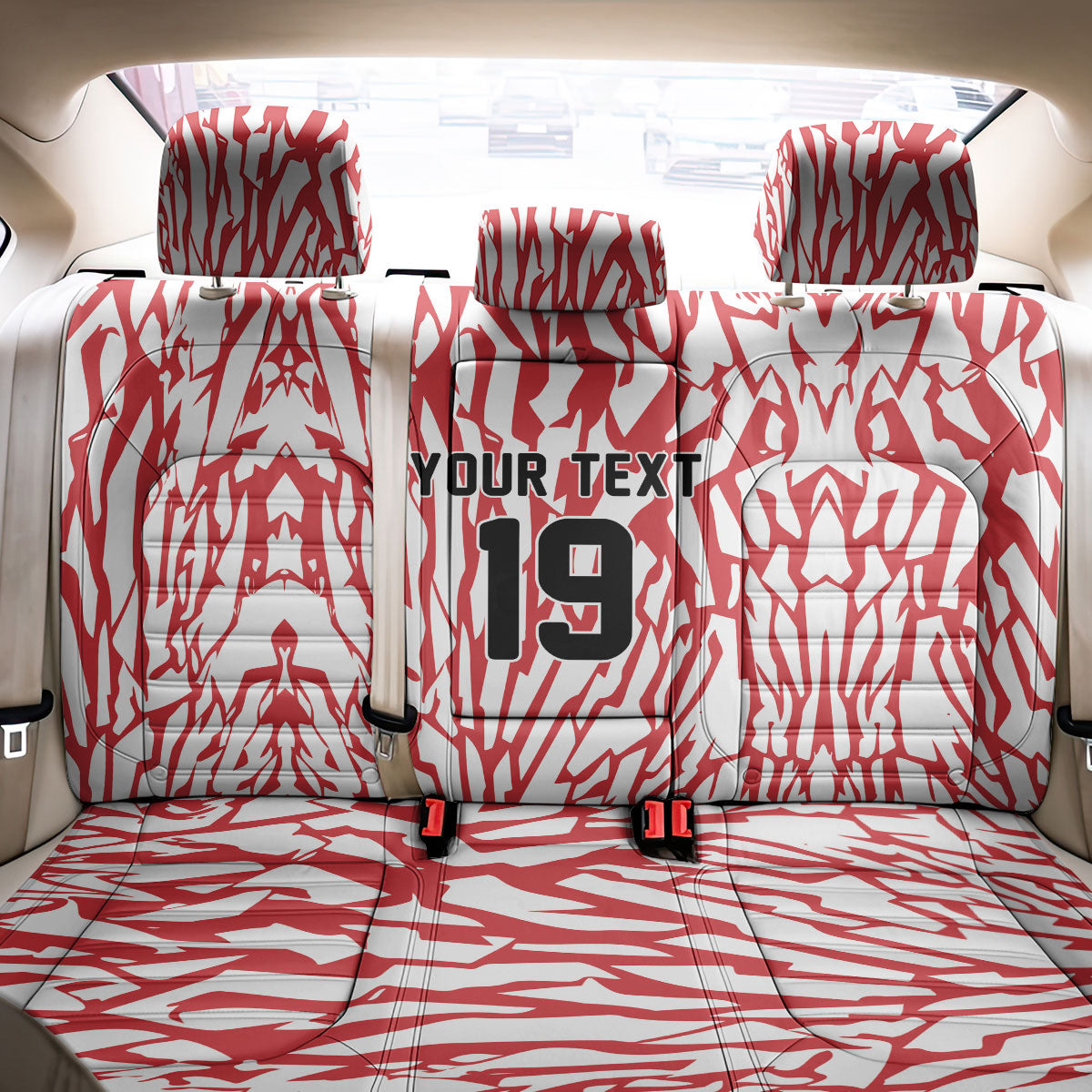 Custom German European Football Champions Back Car Seat Cover Abstract Lightning Rot Weiss
