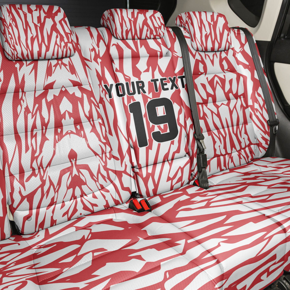 Custom German European Football Champions Back Car Seat Cover Abstract Lightning Rot Weiss