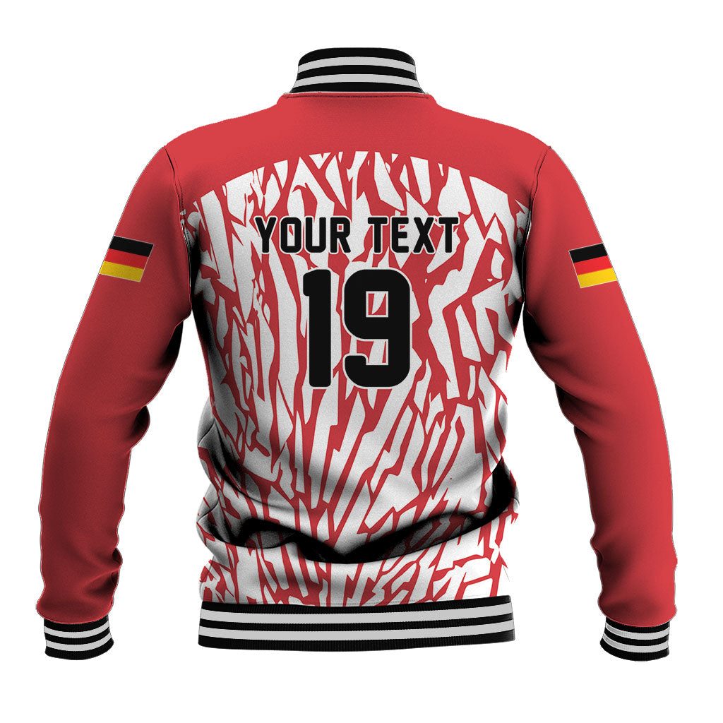Custom German European Football Champions Baseball Jacket Abstract Lightning Rot Weiss
