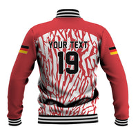 Custom German European Football Champions Baseball Jacket Abstract Lightning Rot Weiss