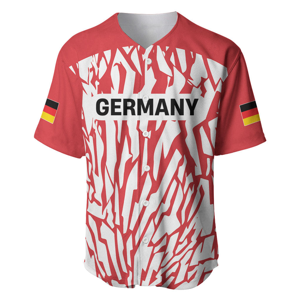 Custom German European Football Champions Baseball Jersey Abstract Lightning Rot Weiss