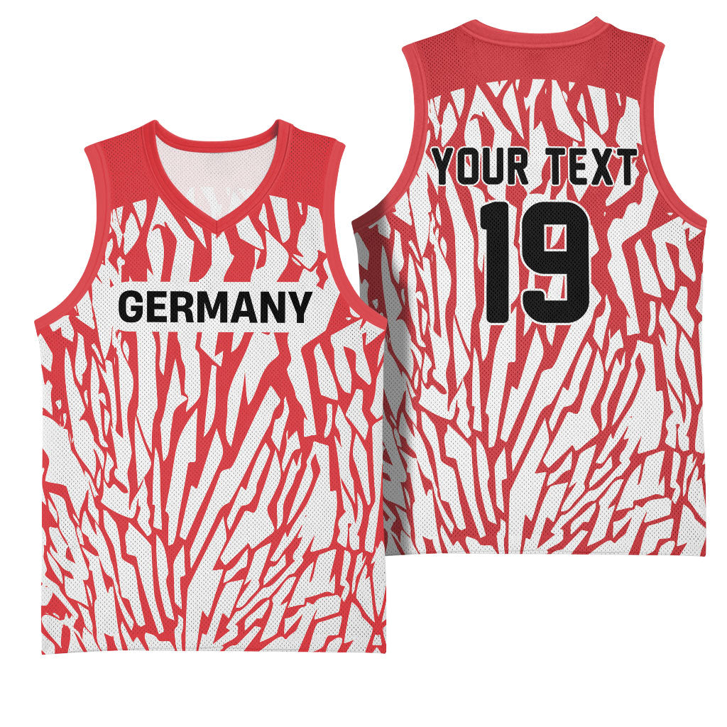 Custom German European Football Champions Basketball Jersey Abstract Lightning Rot Weiss