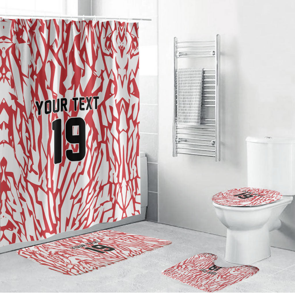Custom German European Football Champions Bathroom Set Abstract Lightning Rot Weiss