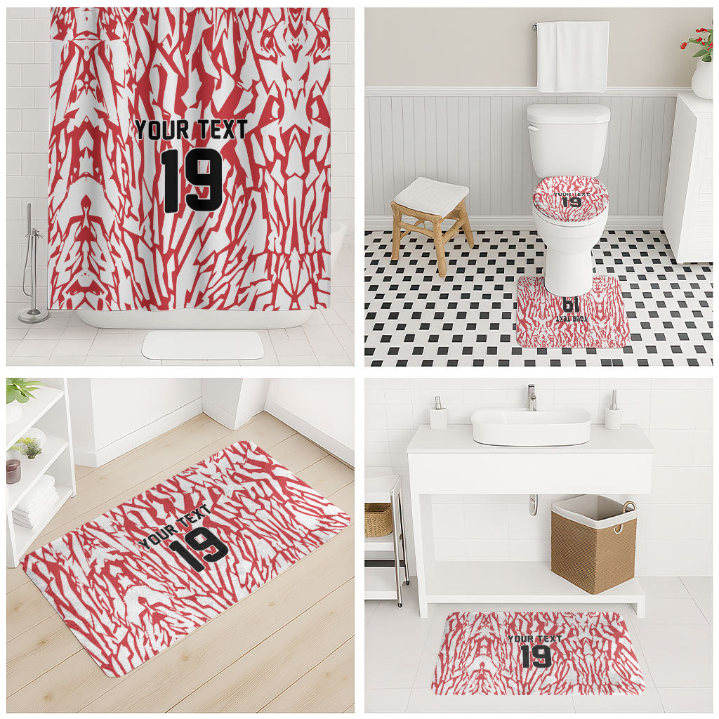 Custom German European Football Champions Bathroom Set Abstract Lightning Rot Weiss