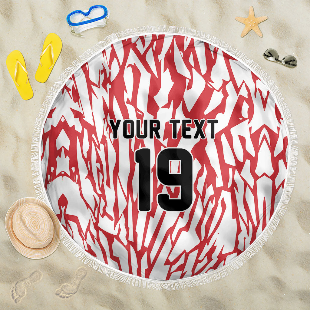 Custom German European Football Champions Beach Blanket Abstract Lightning Rot Weiss
