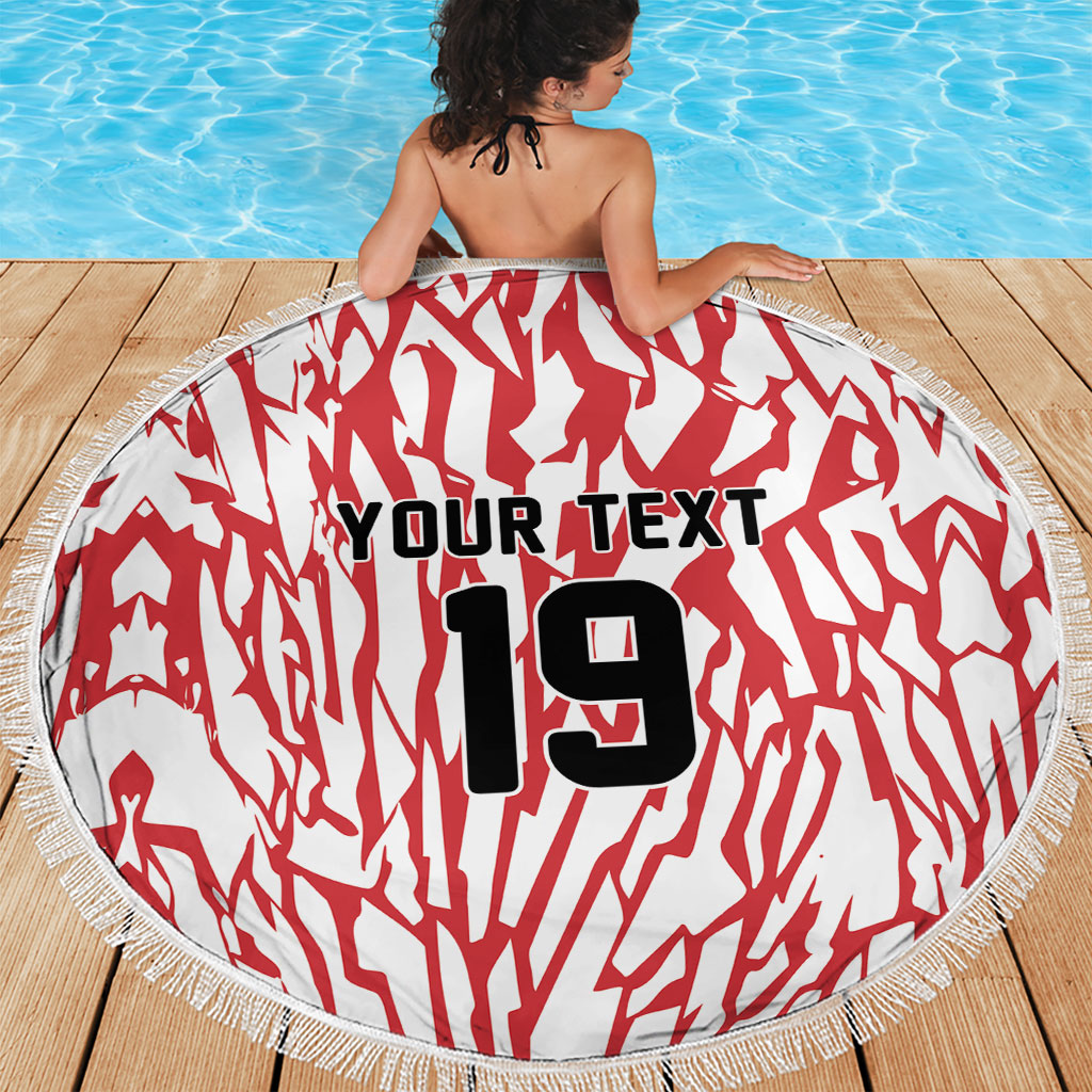 Custom German European Football Champions Beach Blanket Abstract Lightning Rot Weiss