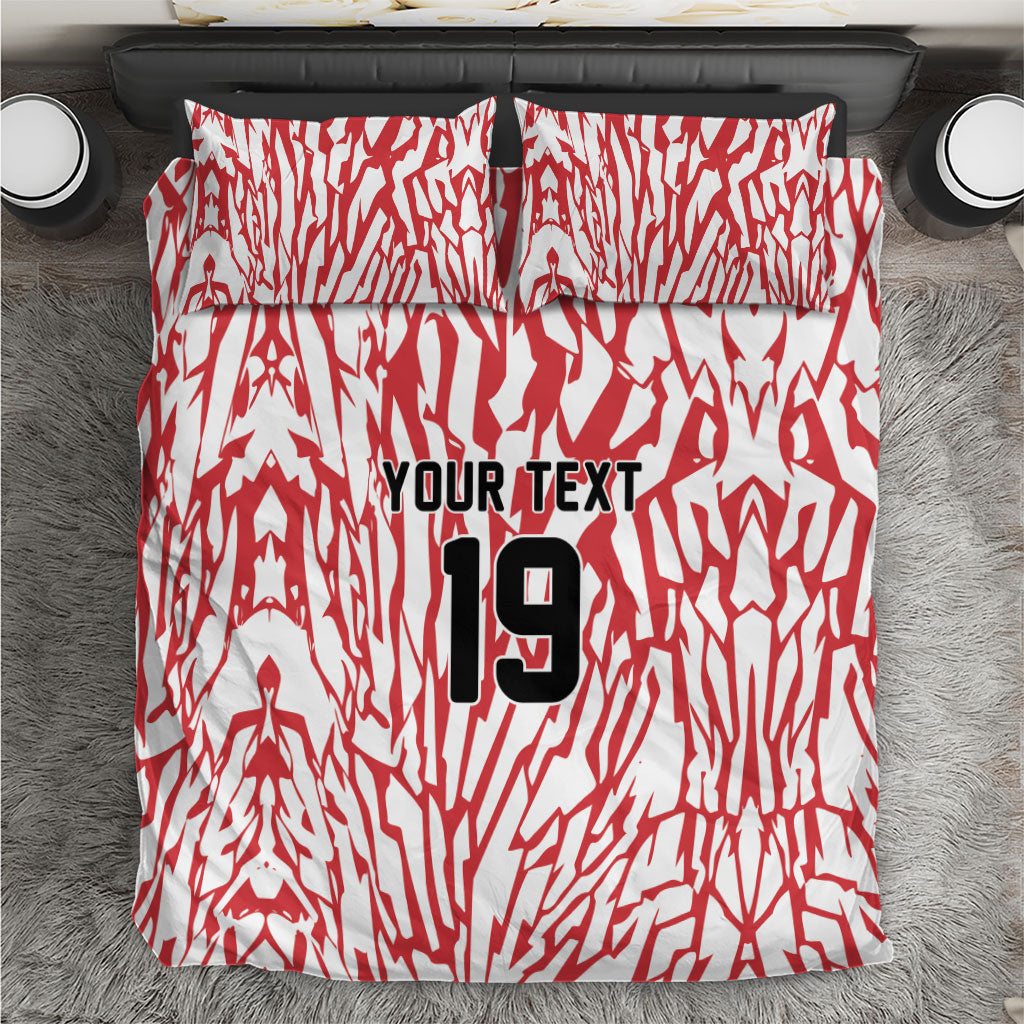 Custom German European Football Champions Bedding Set Abstract Lightning Rot Weiss