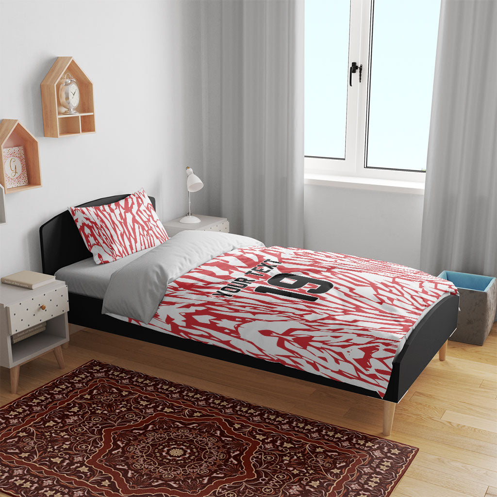 Custom German European Football Champions Bedding Set Abstract Lightning Rot Weiss