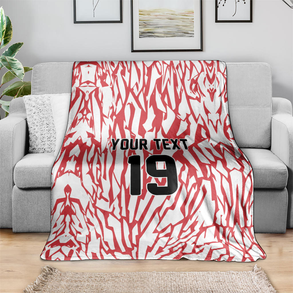 Custom German European Football Champions Blanket Abstract Lightning Rot Weiss