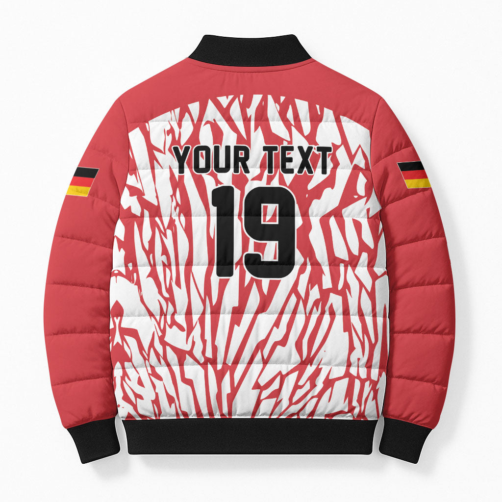 Custom German European Football Champions Bomber Puffer Jacket Abstract Lightning Rot Weiss