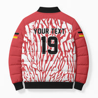 Custom German European Football Champions Bomber Puffer Jacket Abstract Lightning Rot Weiss