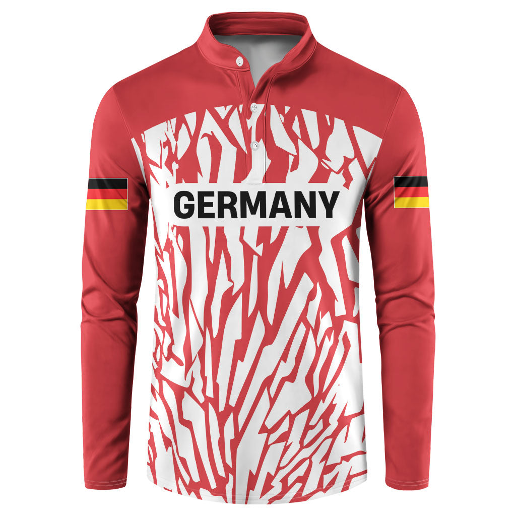 Custom German European Football Champions Button Sweatshirt Abstract Lightning Rot Weiss