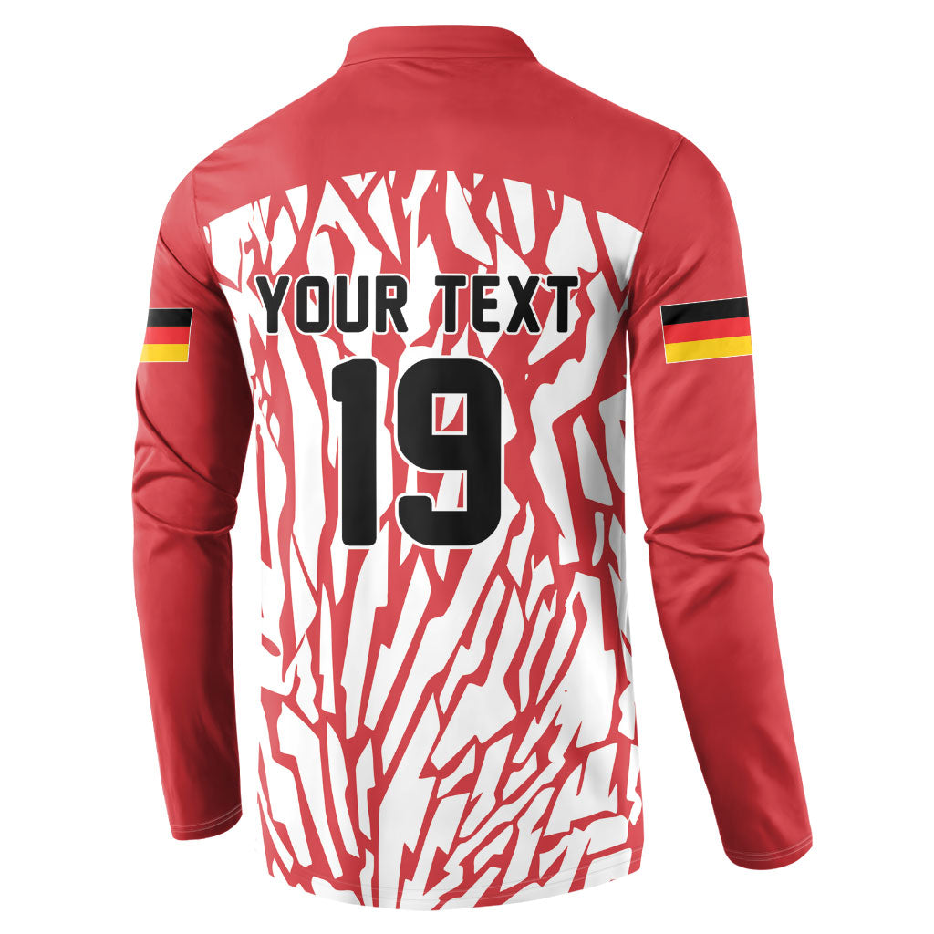 Custom German European Football Champions Button Sweatshirt Abstract Lightning Rot Weiss
