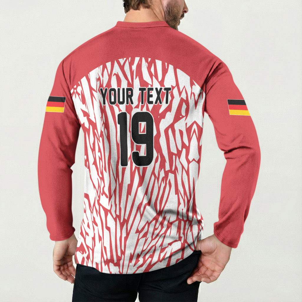 Custom German European Football Champions Button Sweatshirt Abstract Lightning Rot Weiss