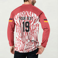 Custom German European Football Champions Button Sweatshirt Abstract Lightning Rot Weiss