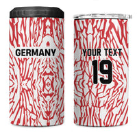 Custom German European Football Champions 4 in 1 Can Cooler Tumbler Abstract Lightning Rot Weiss