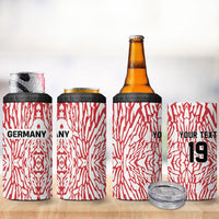 Custom German European Football Champions 4 in 1 Can Cooler Tumbler Abstract Lightning Rot Weiss