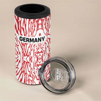 Custom German European Football Champions 4 in 1 Can Cooler Tumbler Abstract Lightning Rot Weiss