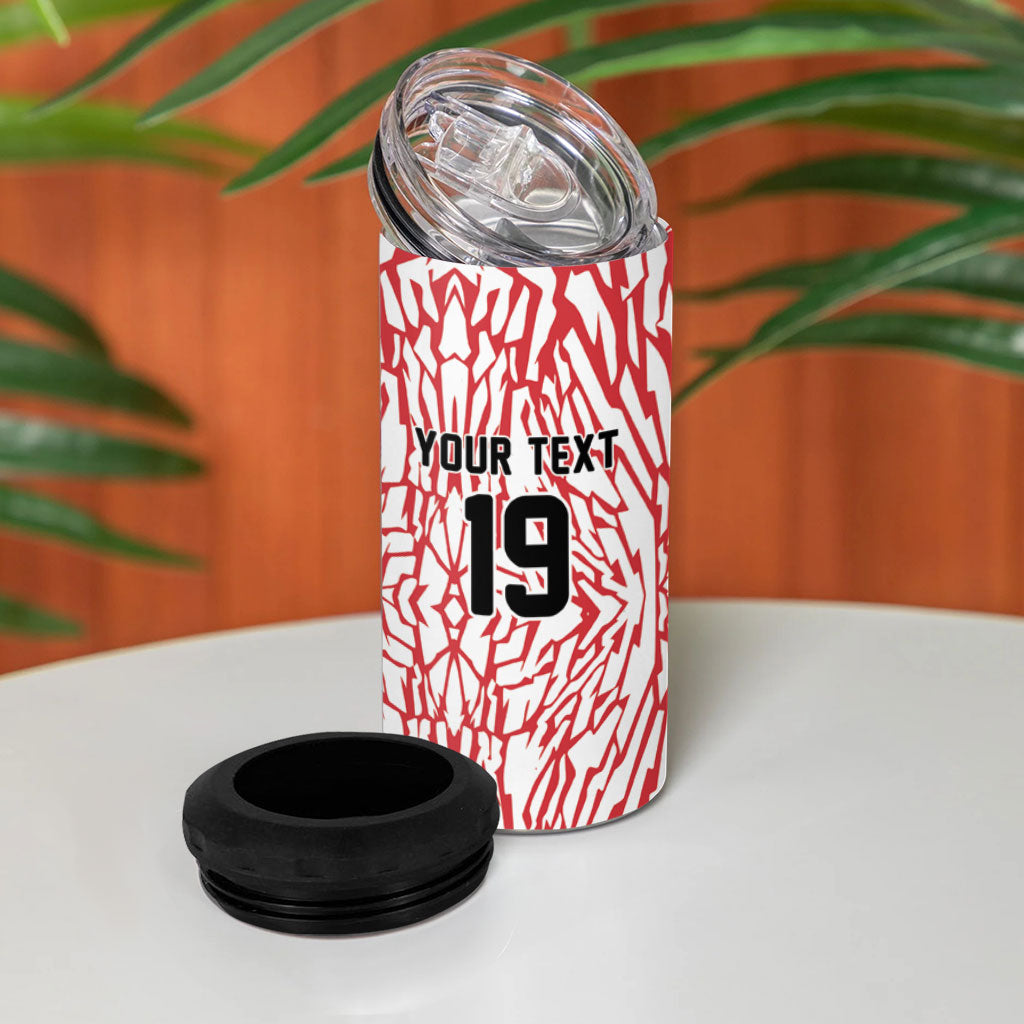 Custom German European Football Champions 4 in 1 Can Cooler Tumbler Abstract Lightning Rot Weiss