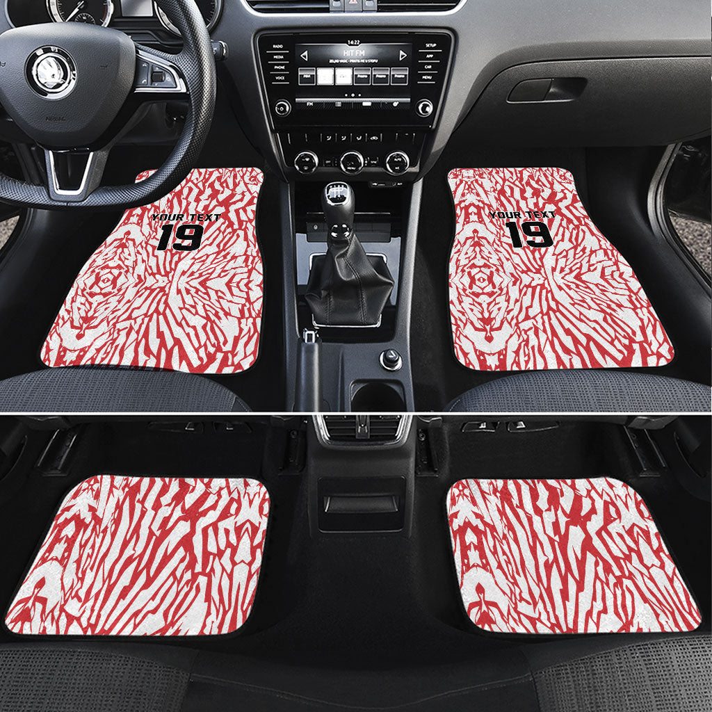 Custom German European Football Champions Car Mats Abstract Lightning Rot Weiss